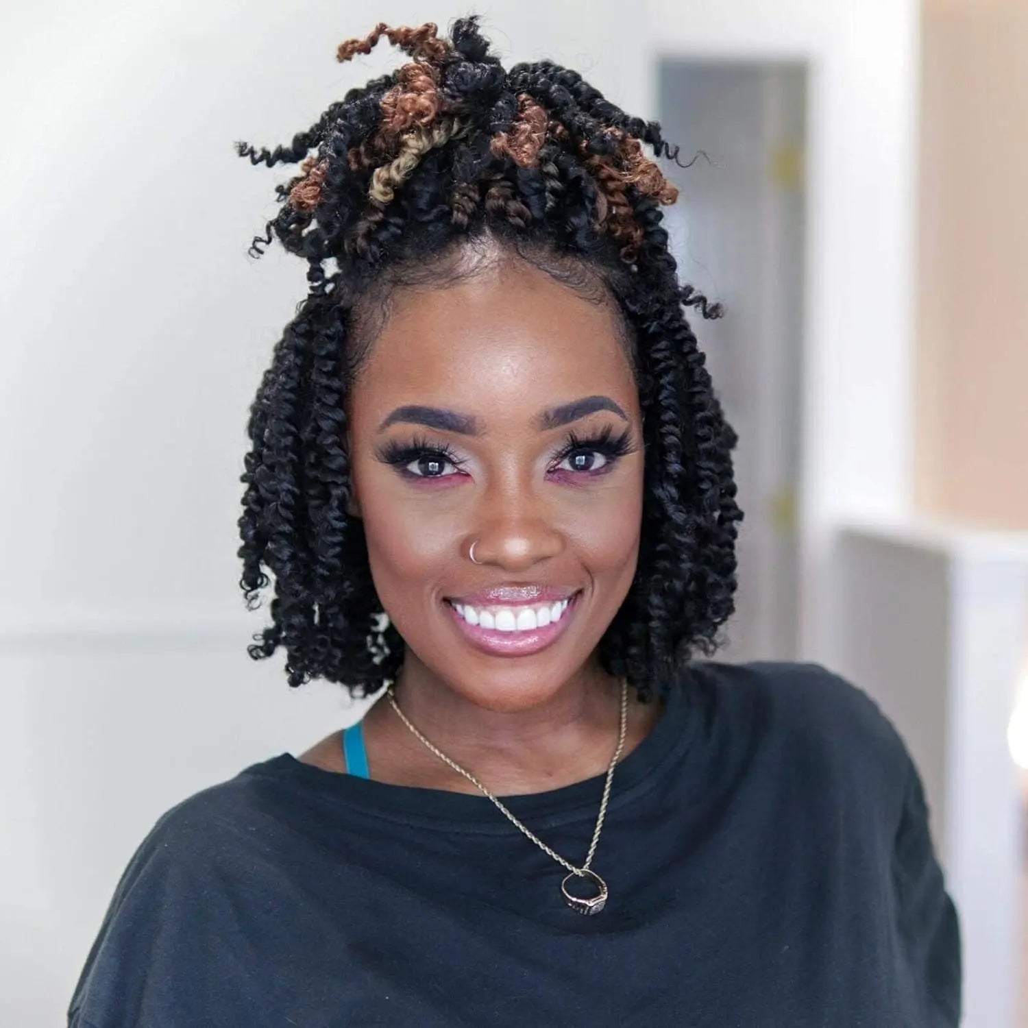 ( US ONLY) FAST SHIPPING NB | Toyotress® Tiana Passion Twist Hair - Pre-twisted Crochet Braids Natural Black, Pre-looped Synthetic Braiding Hair Extensions Toyotress